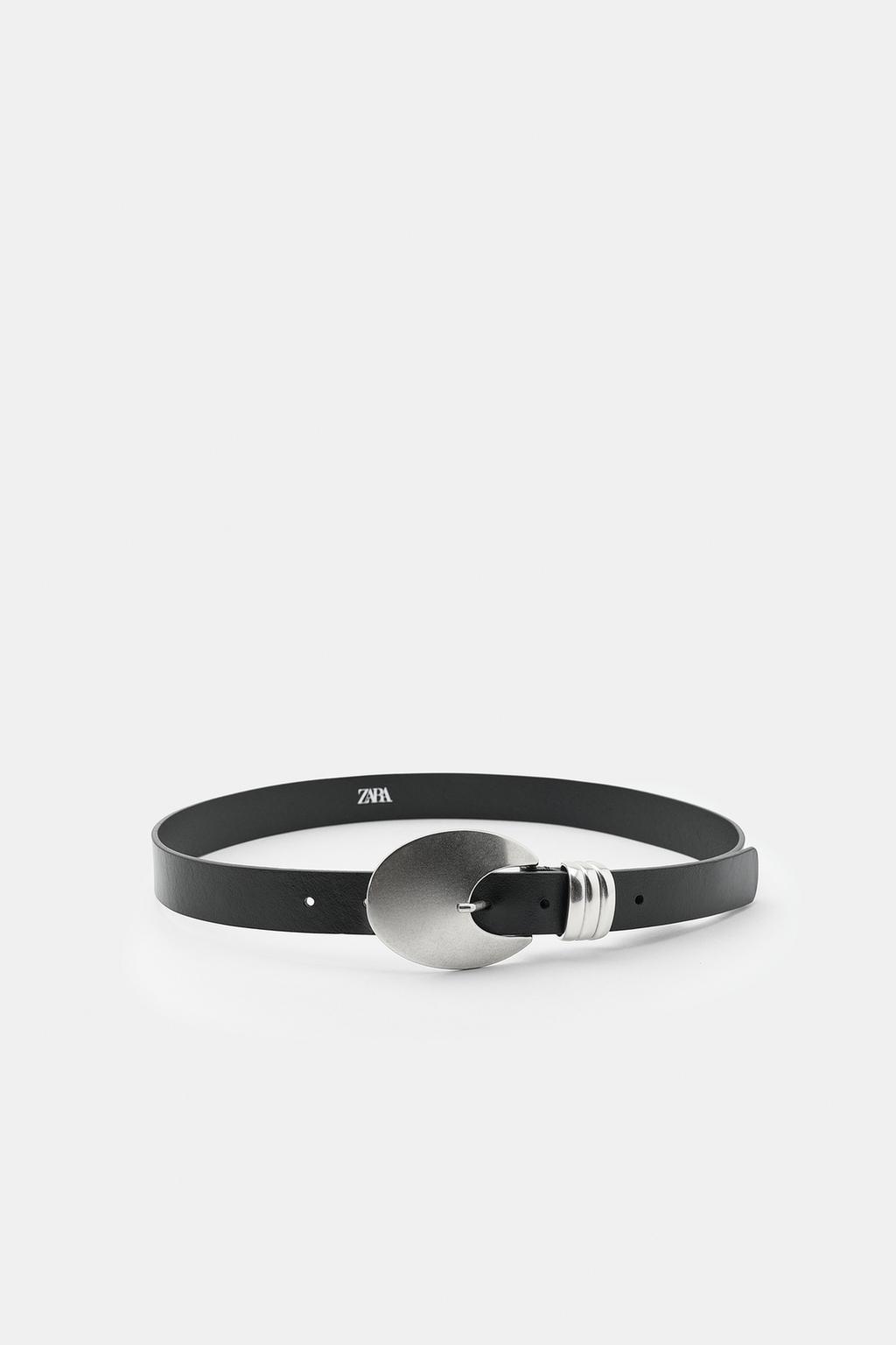 100% LEATHER OVAL BUCKLE BELT