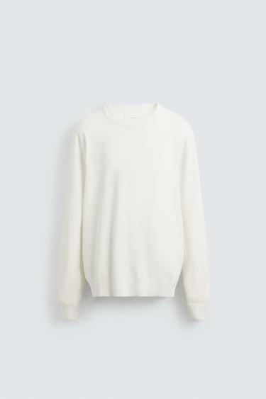 TEXTURED COTTON SWEATER - Ecru by Zara