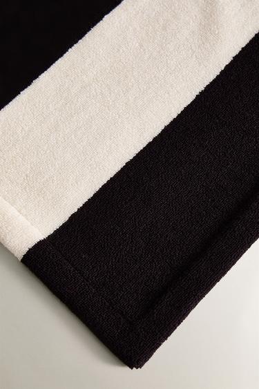 COTTON BEACH TOWEL WITH WIDE STRIPES - Ecru / Brown by Zara - Image 3