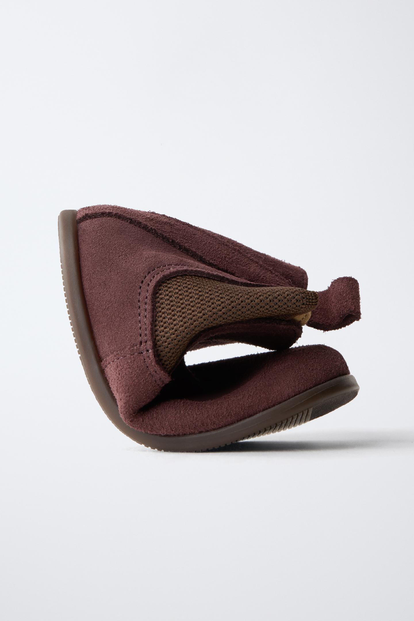 Детские ботинки Zara Leather Chelsea, цвет: Баклажановый — фото 3