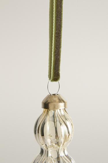 ELONGATED SPHERE CHRISTMAS TREE DECORATION — Silver 2