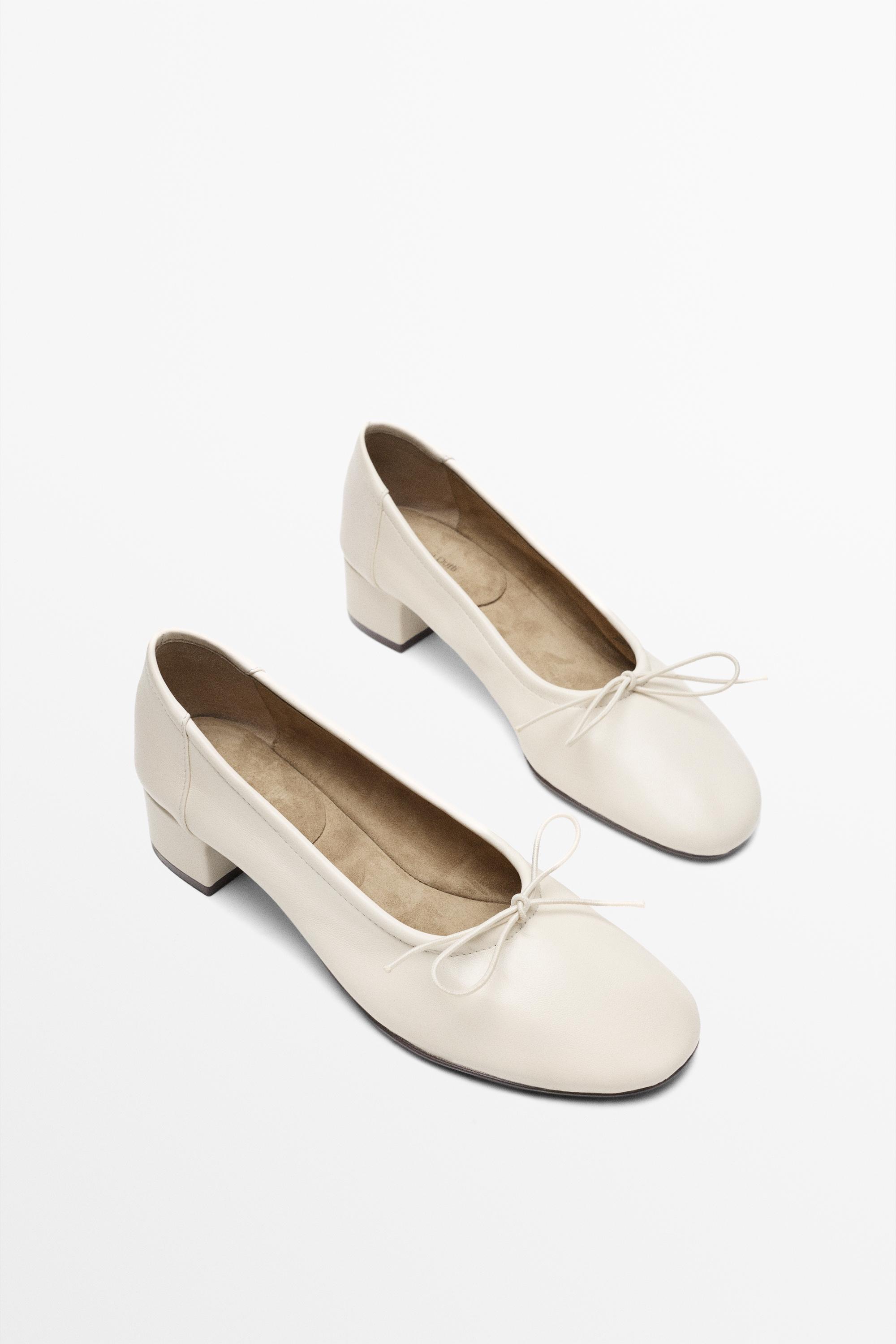 High-heel ballerinas — White