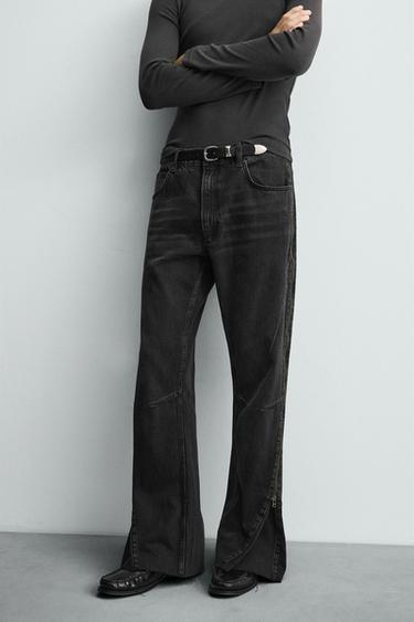 JEANS ACAMPANADOS ZIPPERS - Carbón de Zara