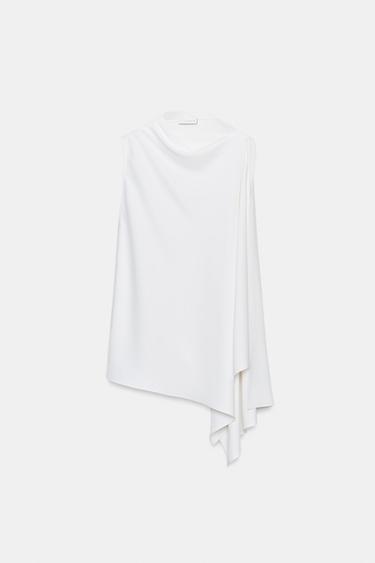 ZW COLLECTION ASYMMETRIC CAPE TOP - Ecru by Zara - Image 7