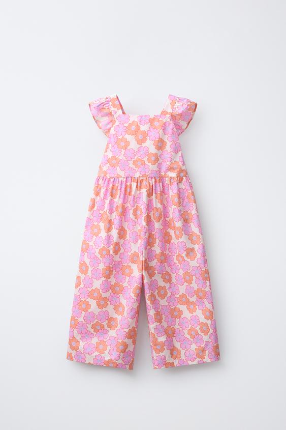 MACACÃO LONGO ESTAMPADO DE FLORES - Laranja da Zara - Imagem 0