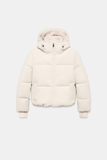 ANORAK À CAPUCHE EN BORG DÉPERLANT COUPE-VENT - Écru de Zara - Image 7