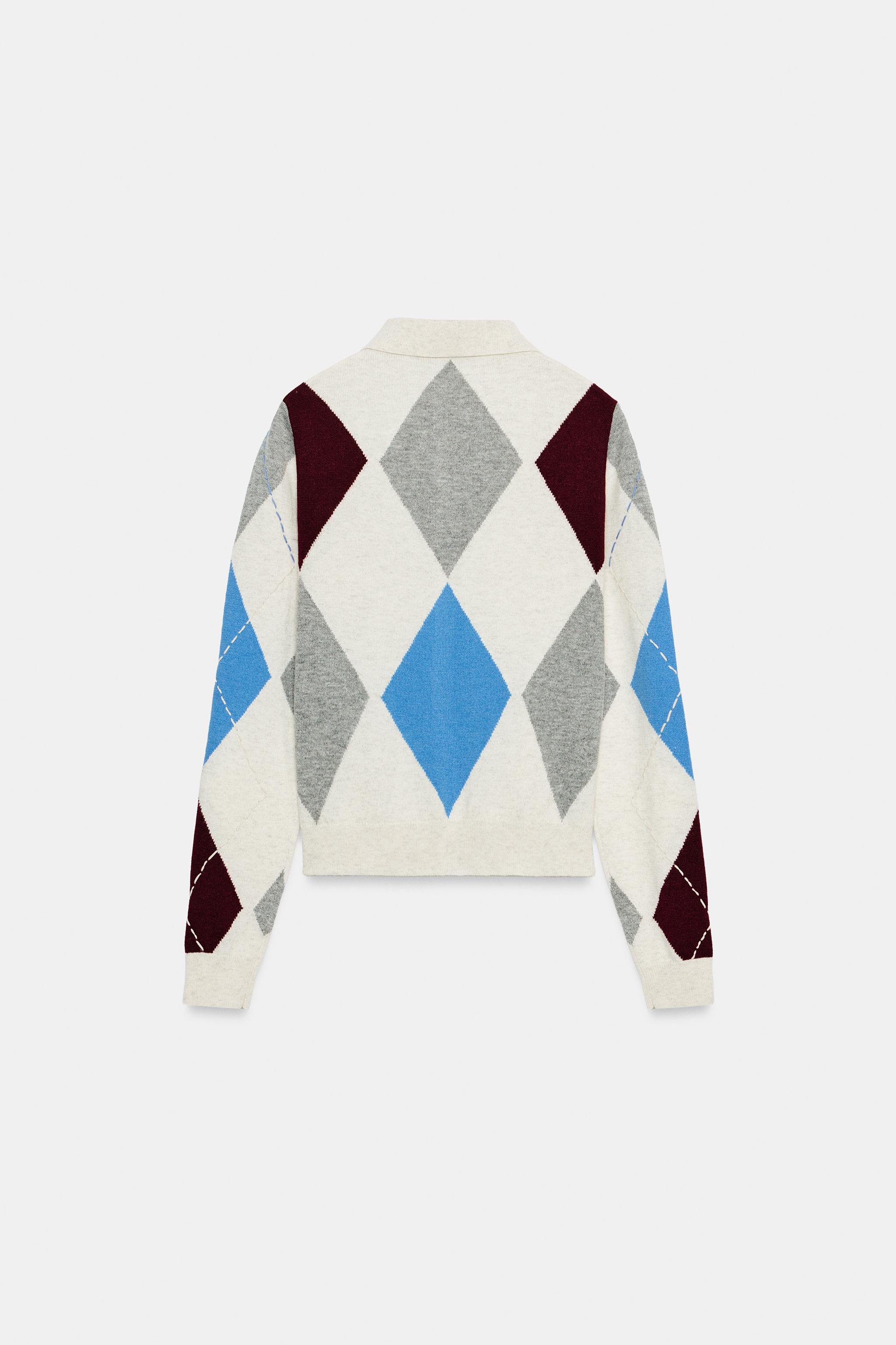 Zara BAKLAVA DESENLİ TRİKO HIRKA görsel 3