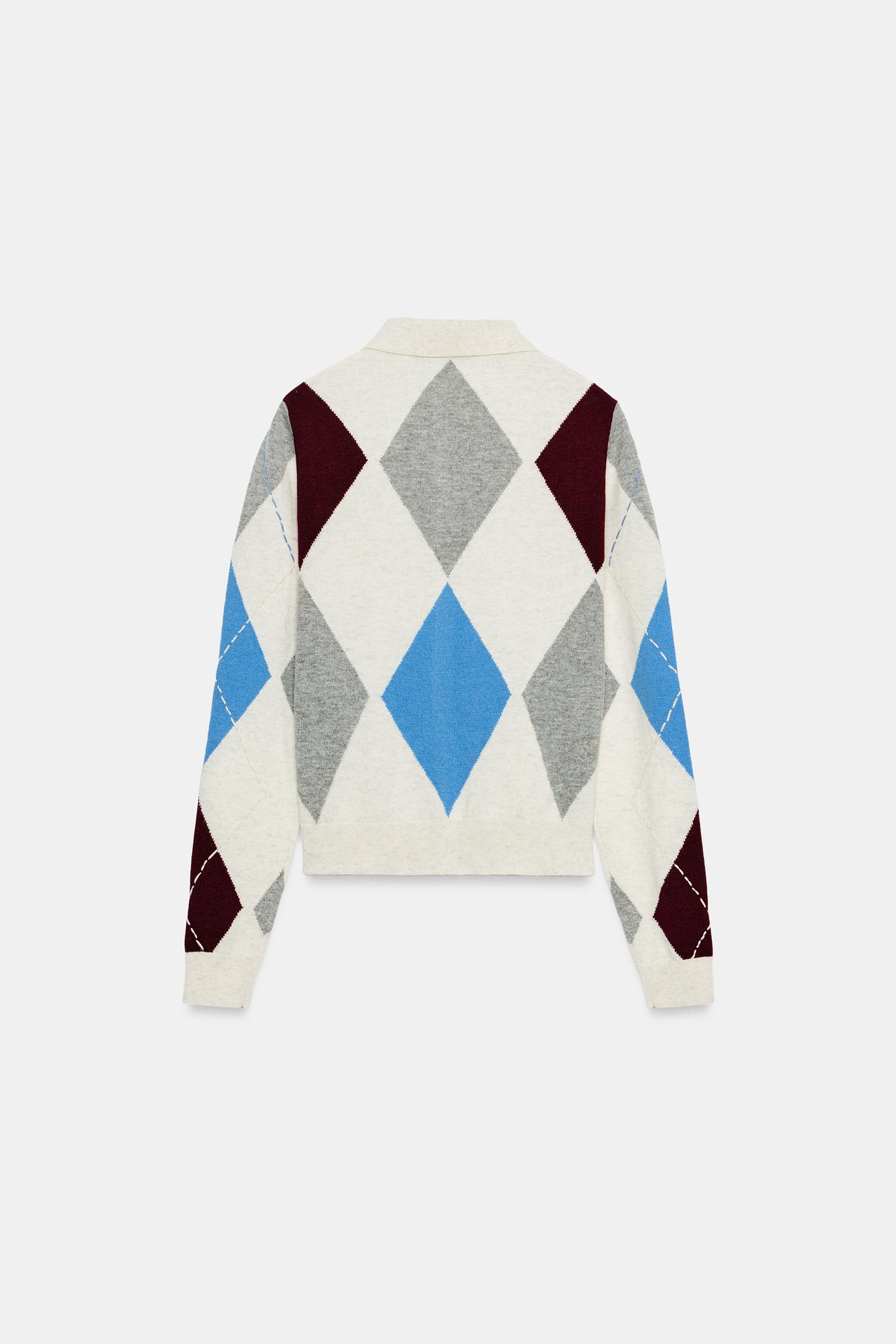 Женский кардиган Zara Diamond Pattern, цвет: Разноцветный — фото 3