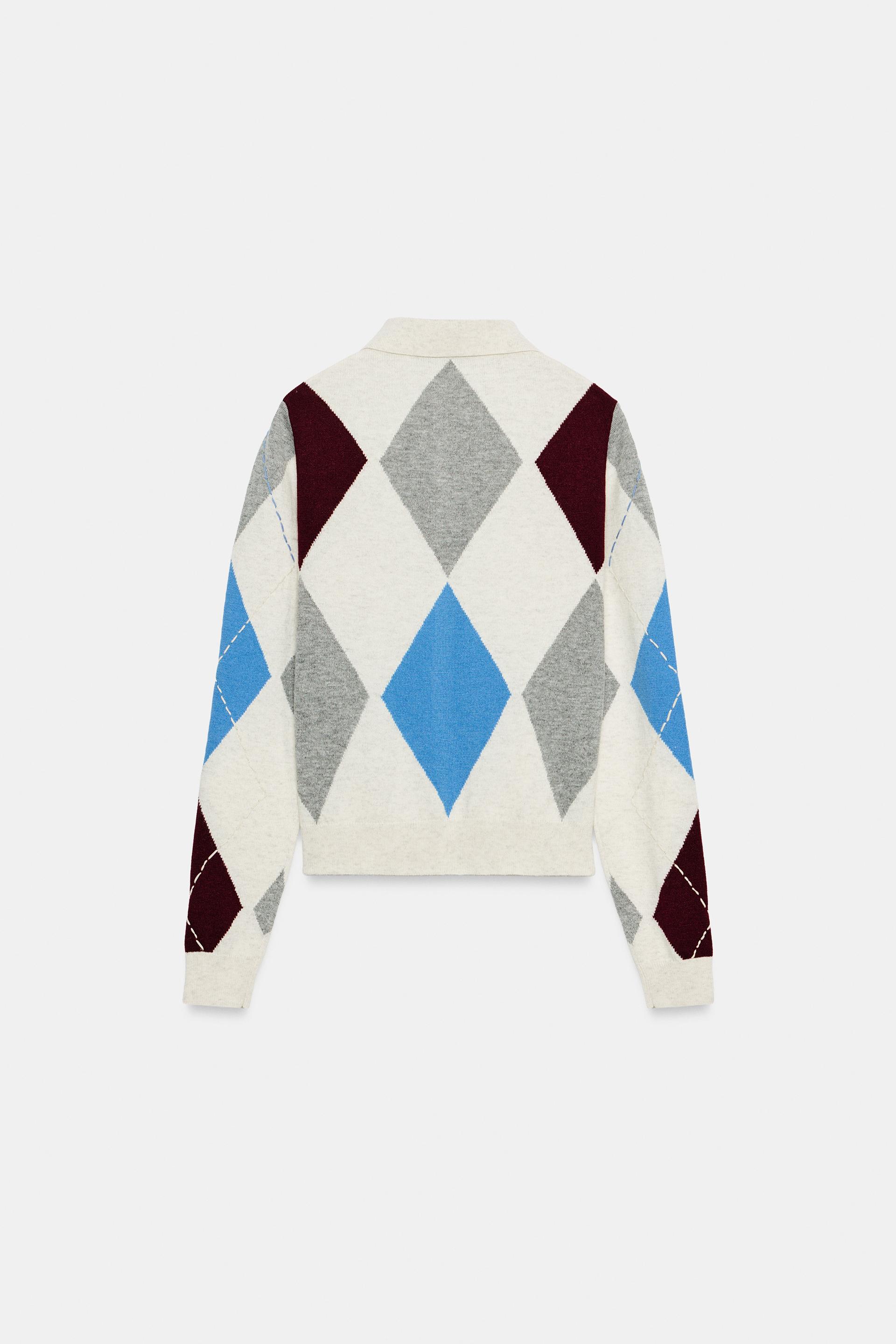 DIAMOND PATTERN CARDIGAN thumbnail 3
