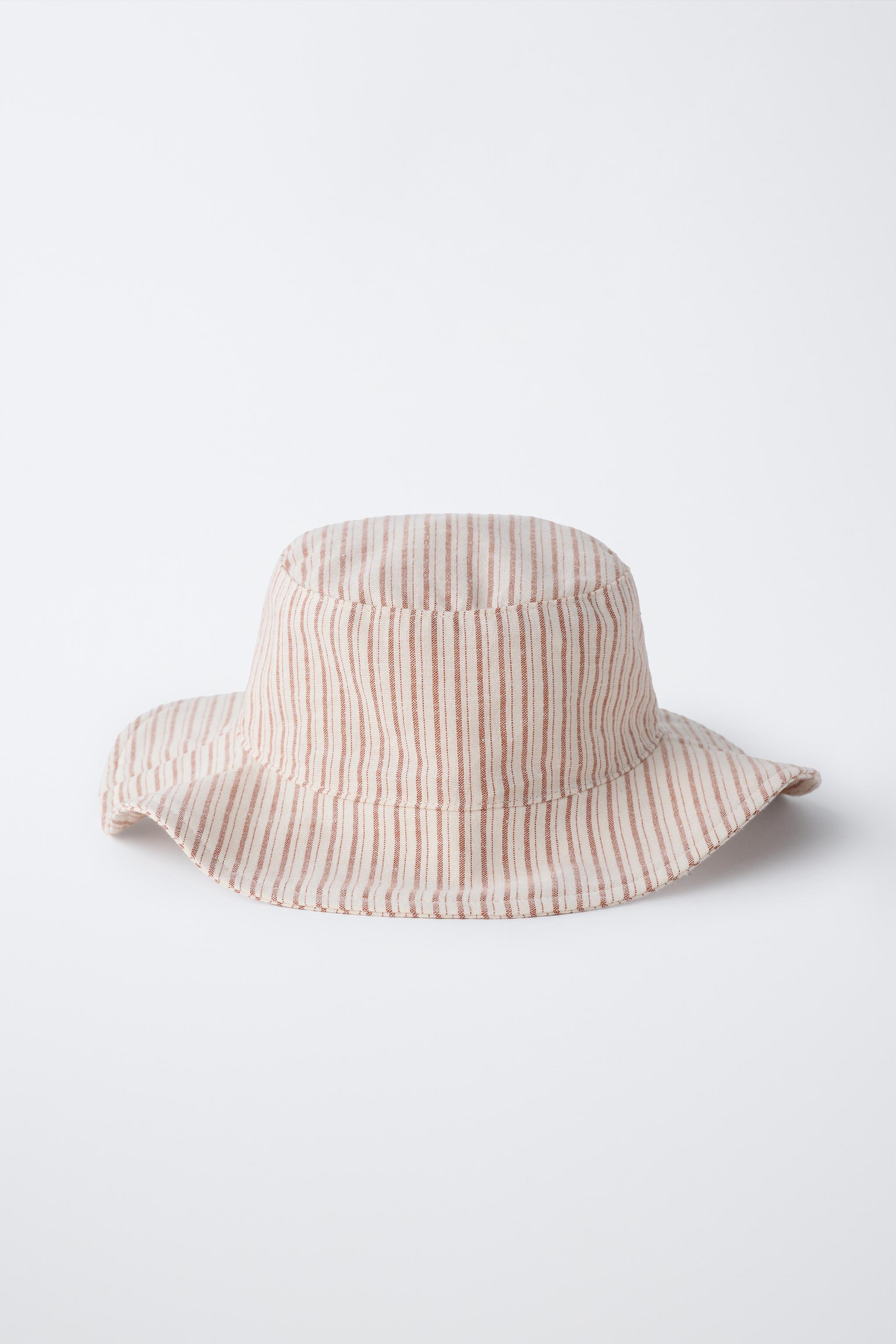 STRIPED COTTON AND LINEN BUCKET HAT