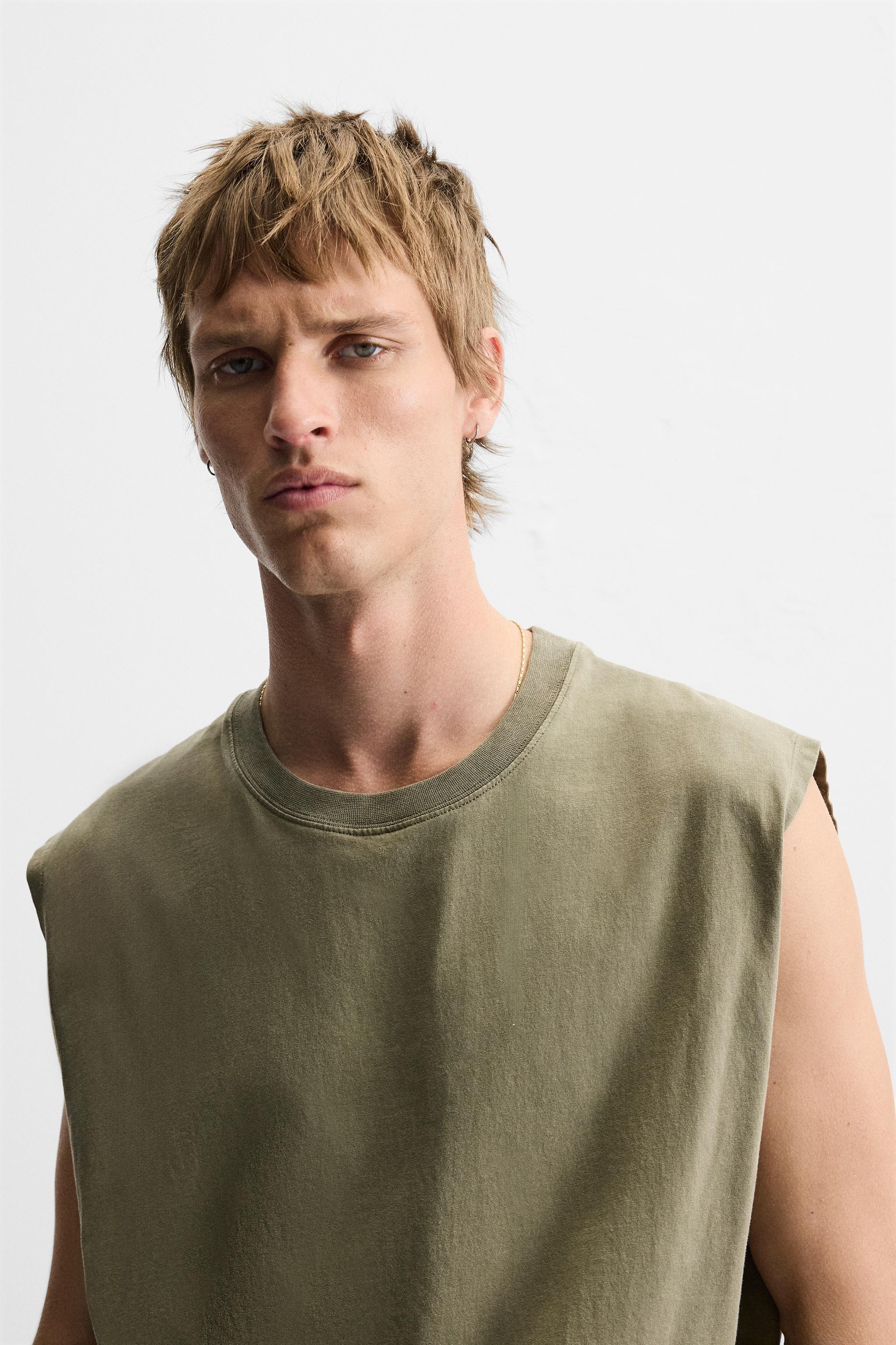 RELAXED FIT TANK T-SHIRT - Dark anthracite | ZARA United States
