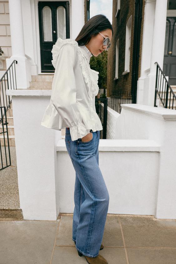 BLOUSE ROMANTIQUE À VOLANTS - Blanc de Zara - Image 4