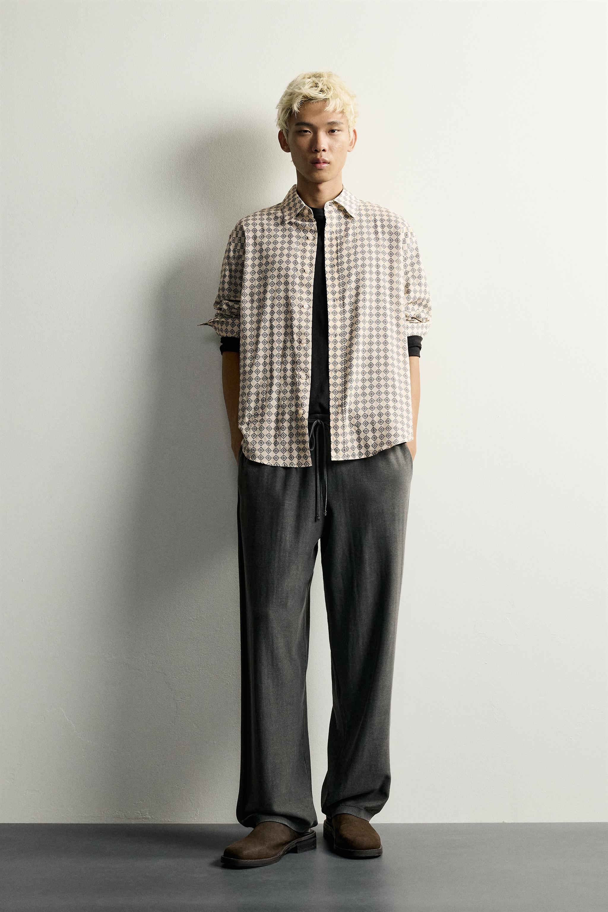 Мужские брюки Zara COTTON KNIT RELAXED FIT PANTS