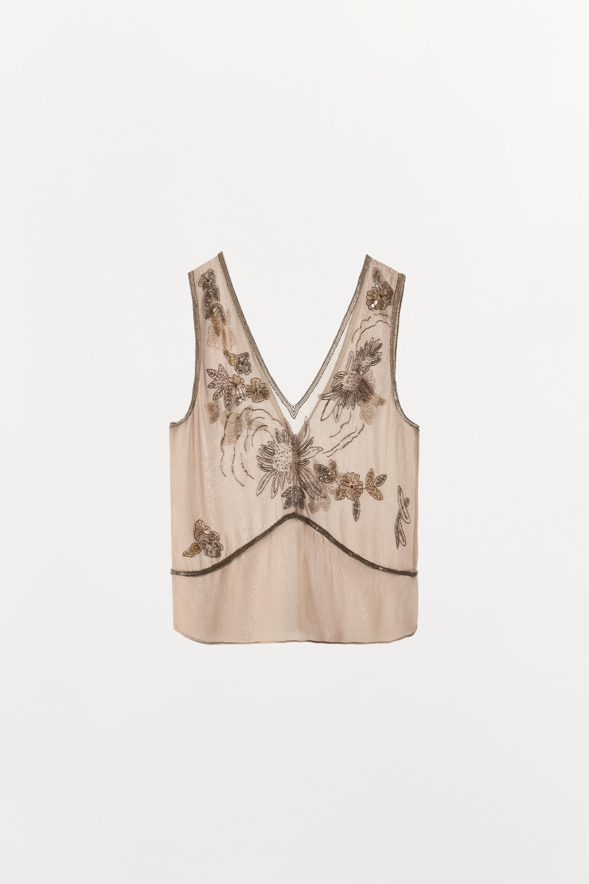 Женские рубашки Zara ZW COLLECTION EMBROIDERED TOP — фото 7