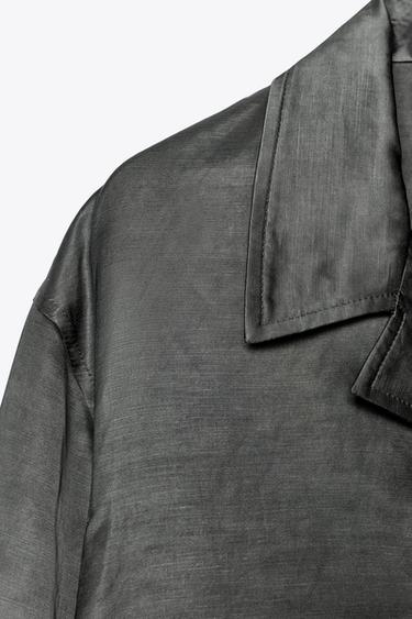 ZW COLLECTION SATIN LINEN BLEND BLAZER - Charcoal by Zara - Image 8