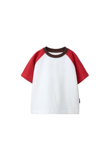 تيشرت بأكمام رغلان - أحمر الخاص بـ Zara