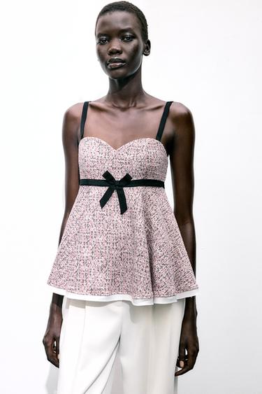 TOP STRUCTURÉ EN MATIÈRES VARIÉES - Rose de Zara - Image 1
