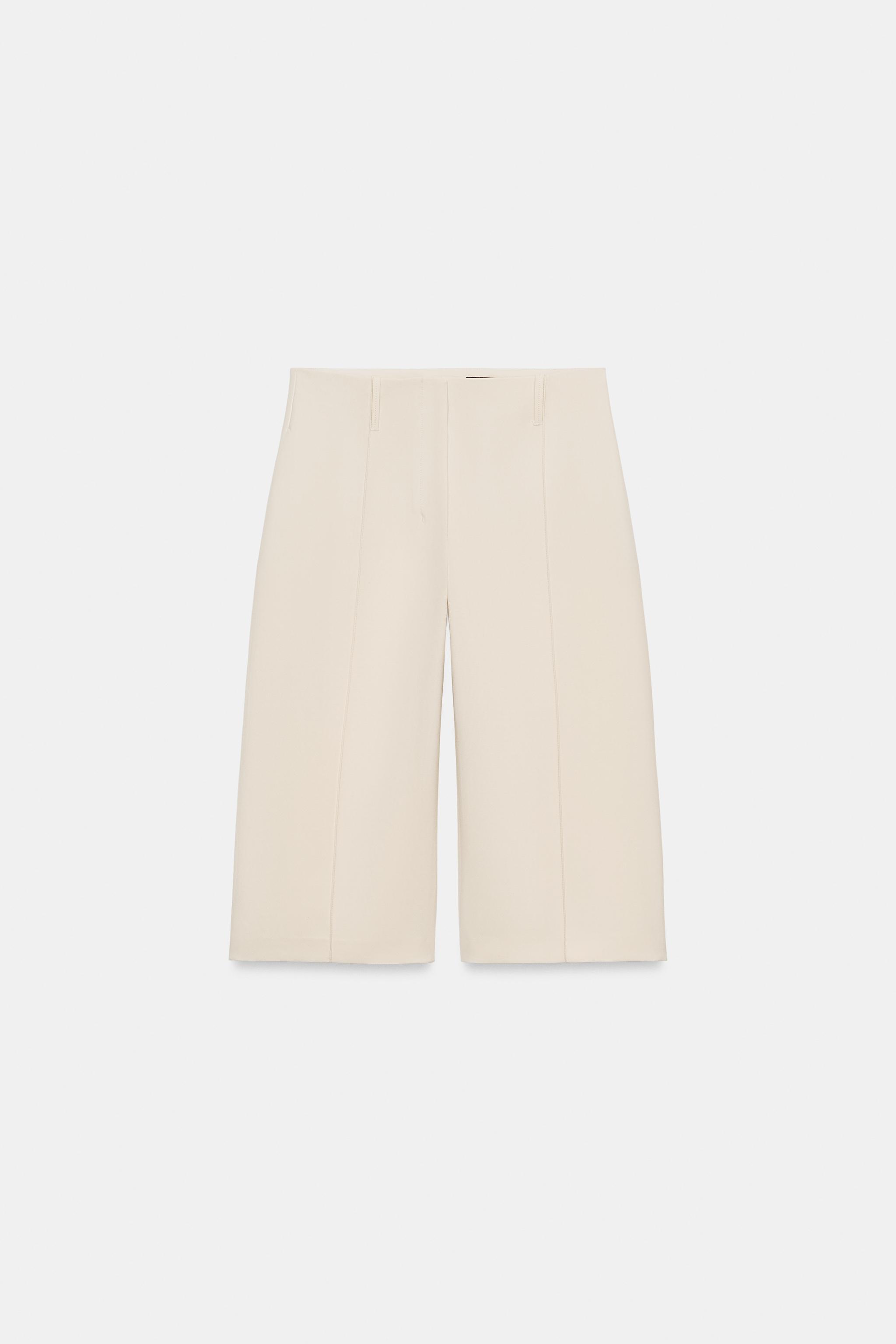 ZW COLLECTION STRAIGHT SHORTS WITH PLEATS - Beige | ZARA United States