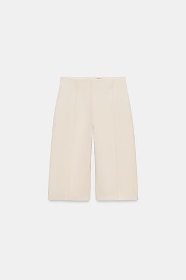 ZW COLLECTION STRAIGHT-LEG BERMUDA SHORTS WITH SEAM DETAIL - Beige by Zara - Image 3