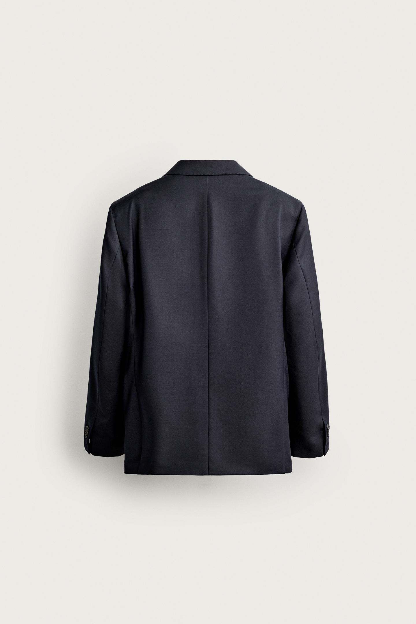 Мужской пиджак Zara 100% Wool Suit Blazer, цвет: Тёмно-синий — фото 10