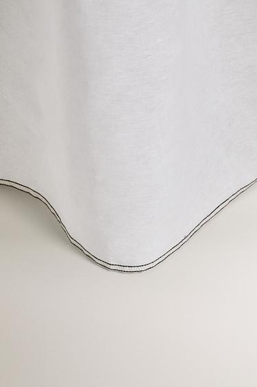 LINEN SHOWER CURTAIN - Ecru / Black by Zara - Image 4