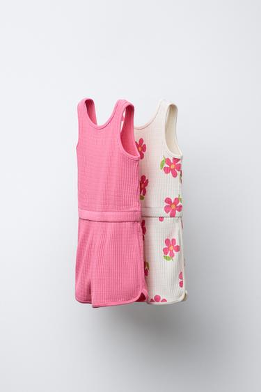 2-PACK OF RIBBED PLAYSUITS - Pink by Zara