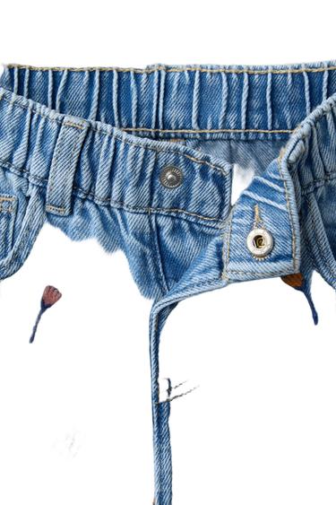 EMBROIDERED CULOTTE JEANS WITH RUFFLES - Light blue by Zara
