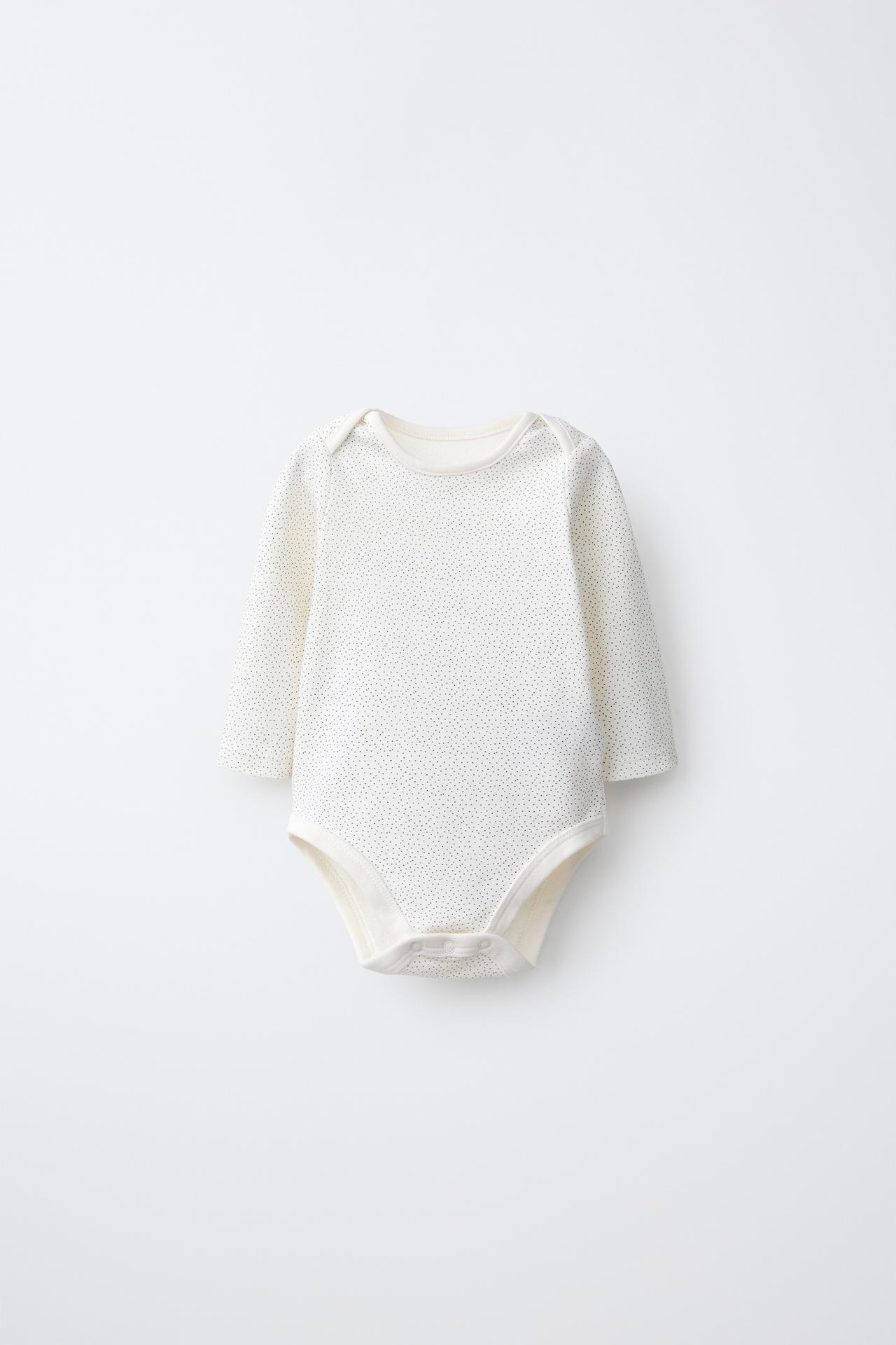 STRIPED LONG SLEEVE BODYSUITS - FIVE PACK — Black / Ecru