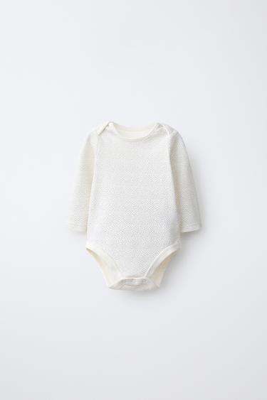 STRIPED LONG SLEEVE BODYSUITS - FIVE PACK — Black / Ecru 2