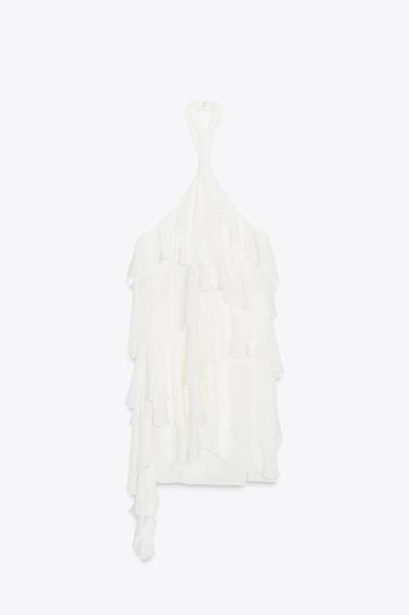 VESTIDO MINI VOLANTES - Crudo de Zara