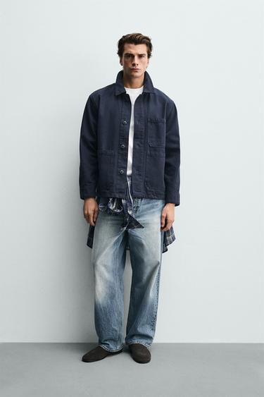 RELAXED FIT JAKKE MED LOMMER - Midnight blue fra Zara - Billede 0