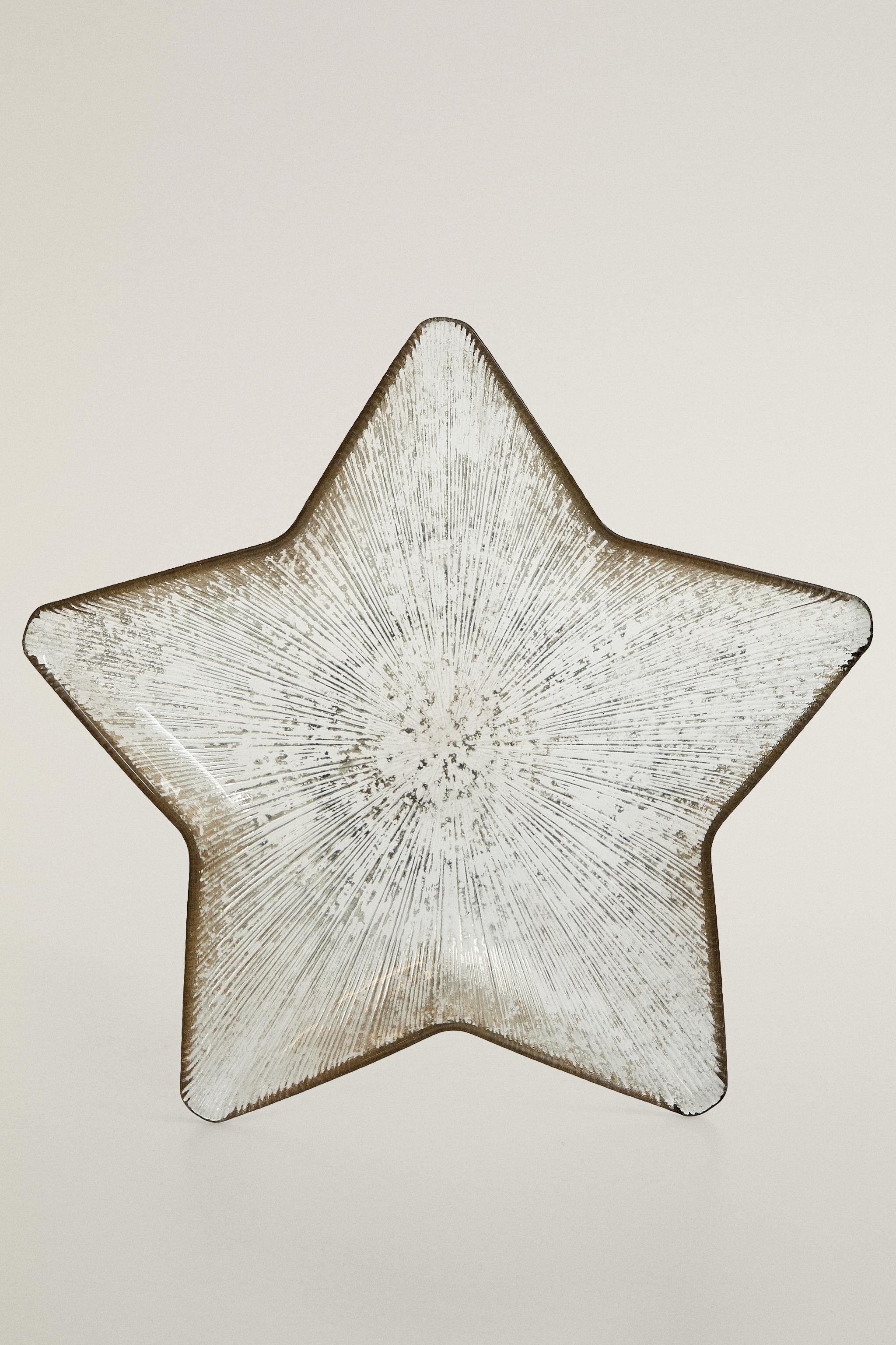 CHRISTMAS MERCURISED GLASS STAR SERVING DISH