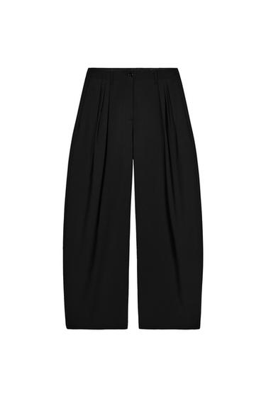 WIDE-LEG PLEATED TROUSERS ZW COLLECTION - Black by Zara