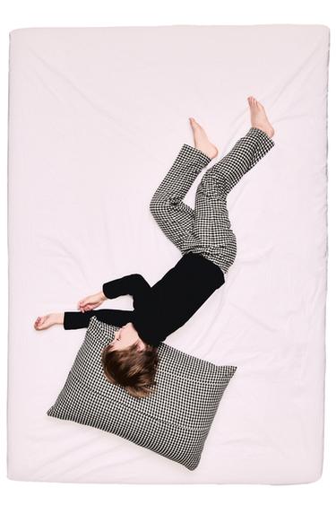 AGES 6-14 / COMBINED FLEECE AND GINGHAM PYJAMAS - Black / Ecru by Zara