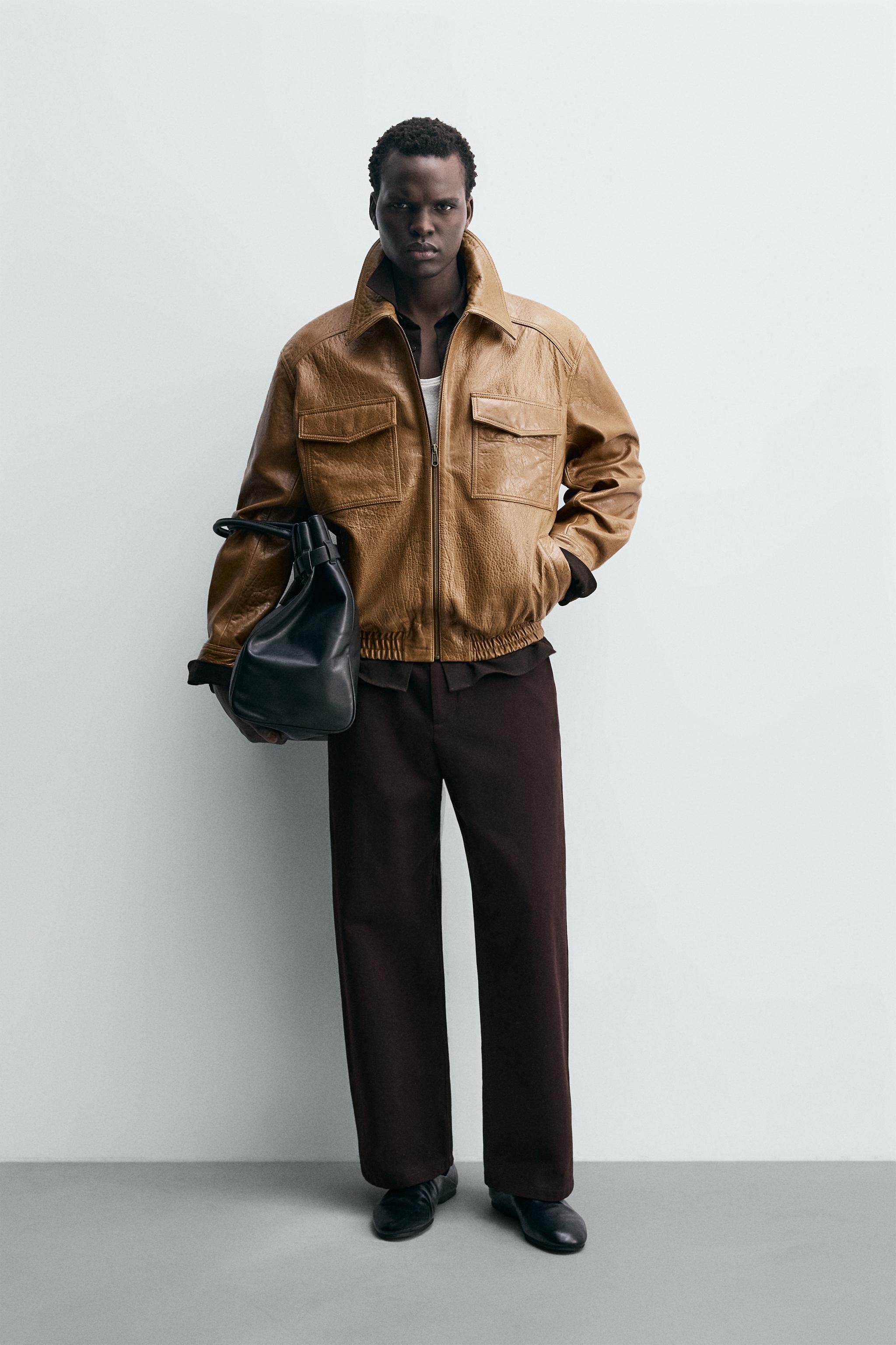 BLOUSON EN CUIR À POCHES