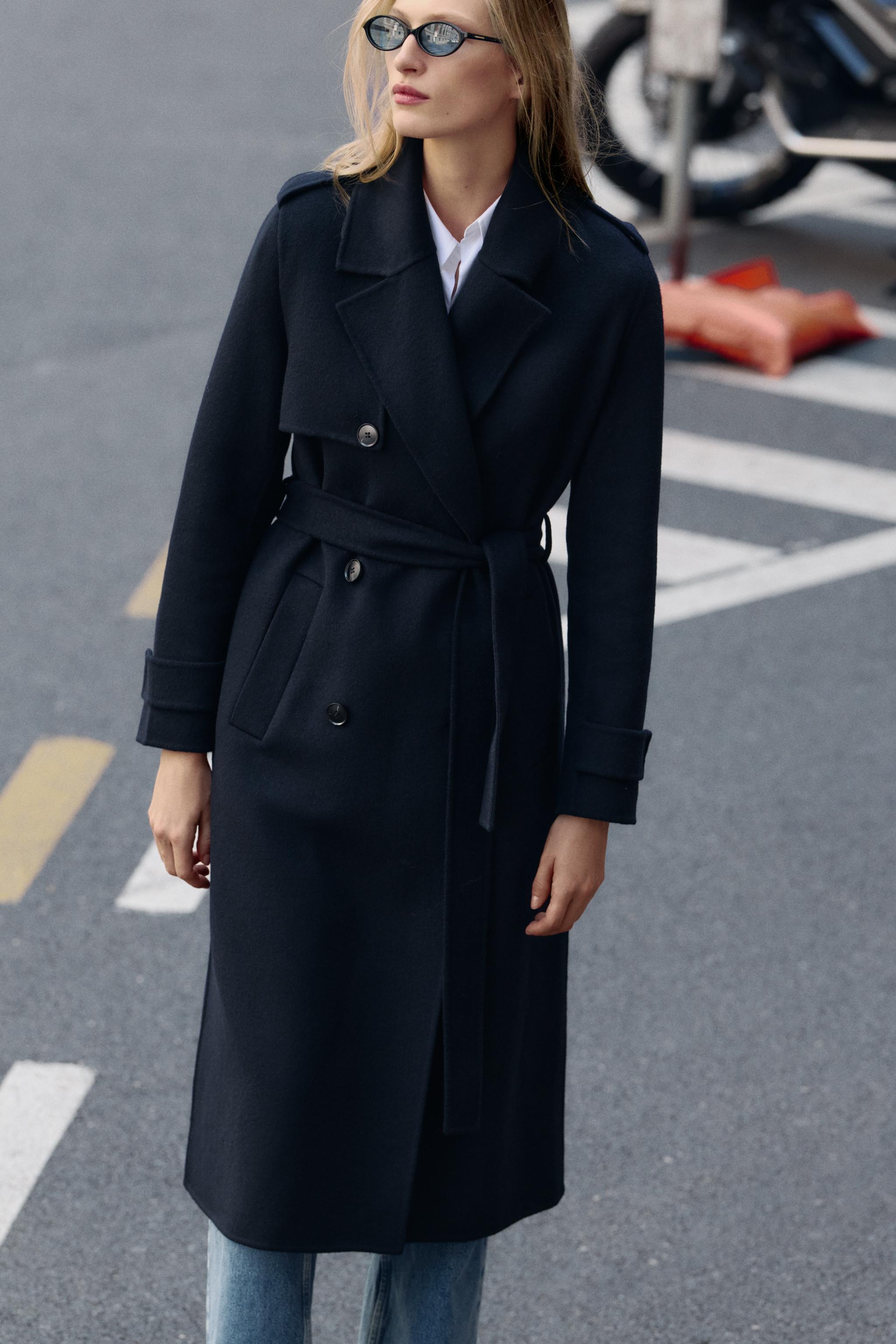 ZARA アウター　ミドル丈　ネイビー　ブークレコート　新品　美品 ブルーコート – レディース | ZARA 日本