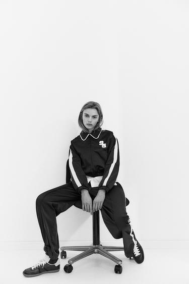 SATIN JACKET WITH SIDE STRIPE - Navy blue by Zara - Image 2
