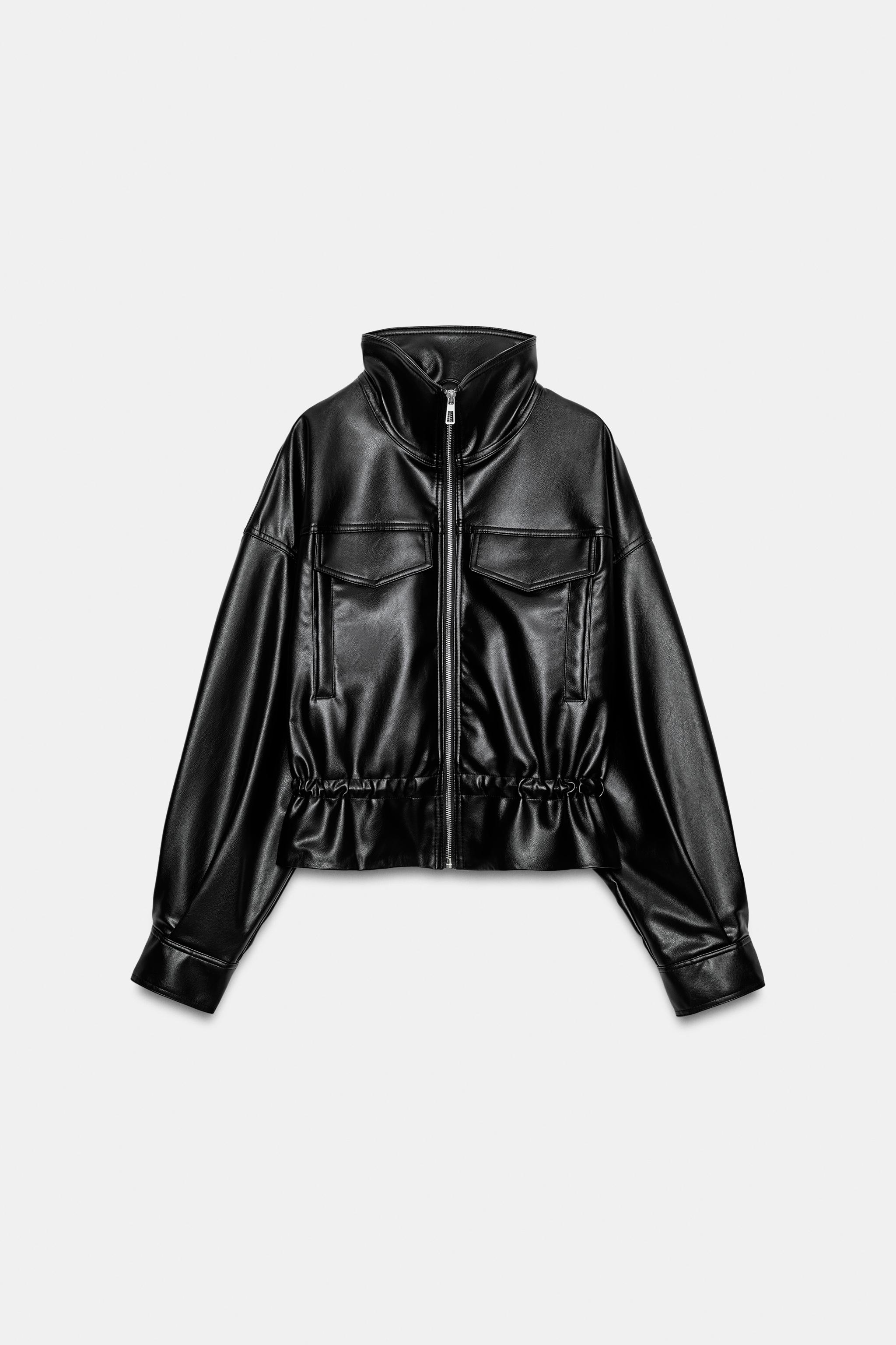 Женские куртки Zara FAUX LEATHER ADJUSTABLE WAIST JACKET — фото 8