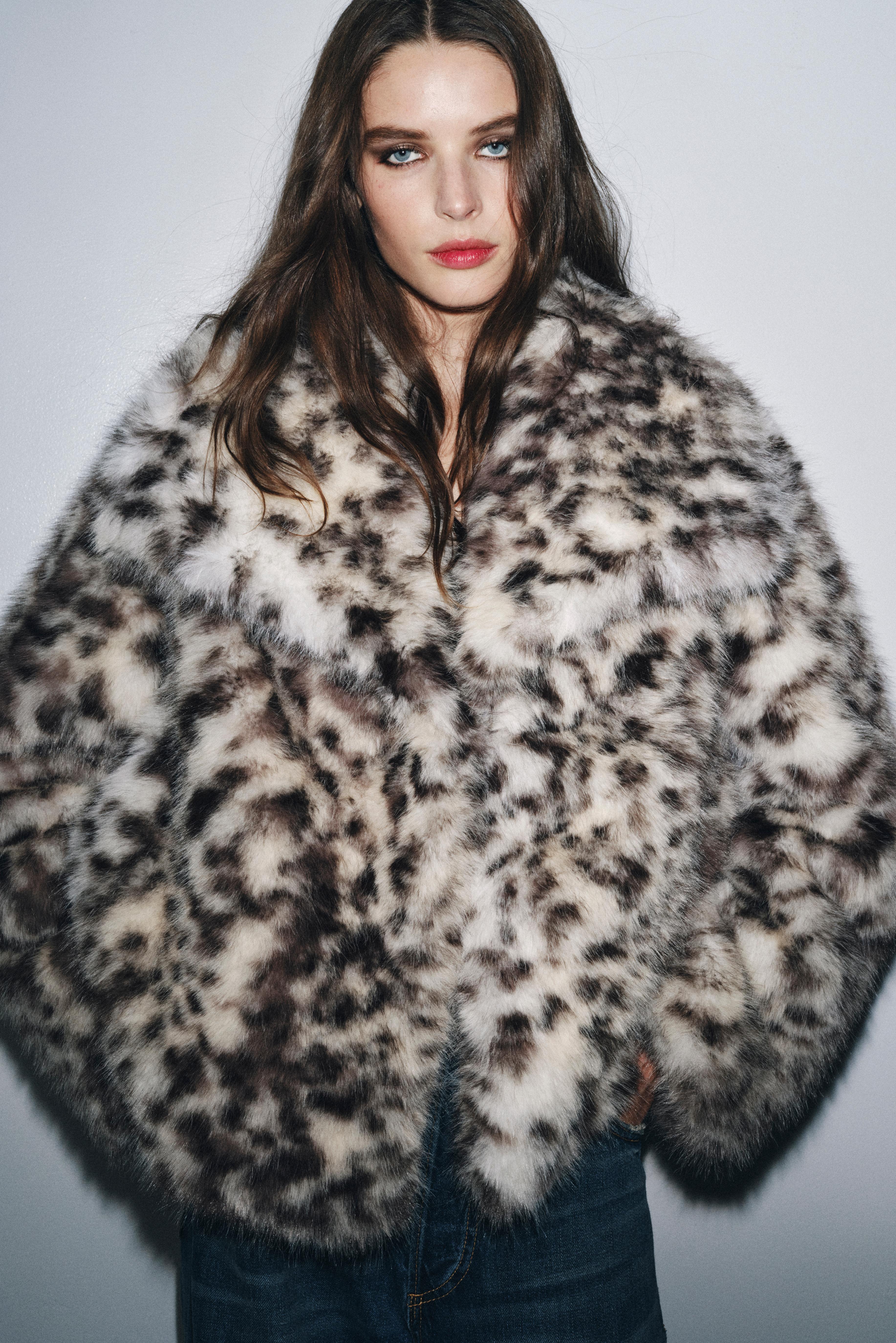 ANIMAL PRINT FAUX FUR JACKET ZW COLLECTION - Leopard | ZARA