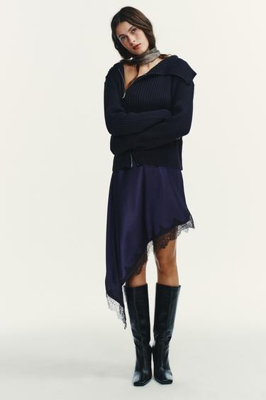 RIB TRICOT VEST MET RITSSLUITING - Marineblauw van Zara