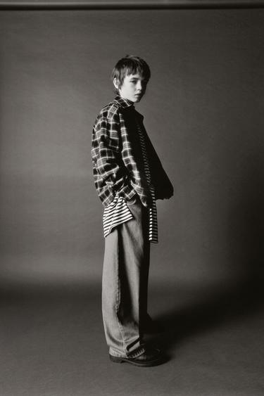 Zara PLAID FLANNEL SHIRT - Indigo