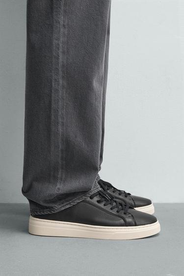 Zara LEATHER SNEAKERS - Black - Image 0