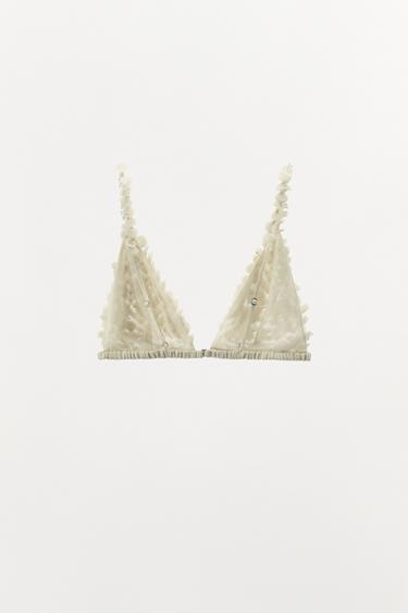 LIMITED EDITION EMBOSSED FLORAL BEADED BRA - Bone by Zara - Image 3