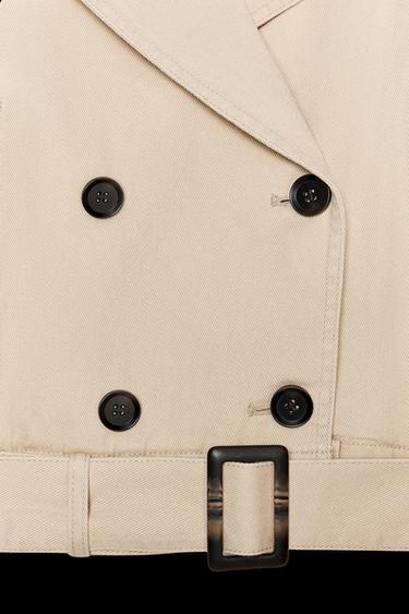 Zara ELASTIC HEM CROPPED JACKET - Ecru