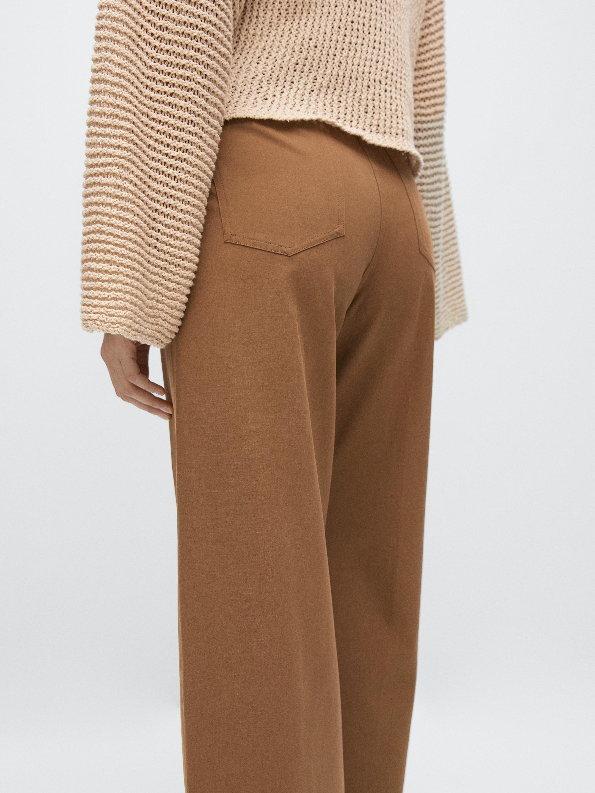 Flare fit cotton blend trousers