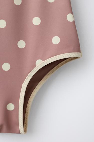 6-14 YEARS/ POLKA DOT SWIMSUIT WITH CONTRAST PIPING - Brown by Zara - Image 3