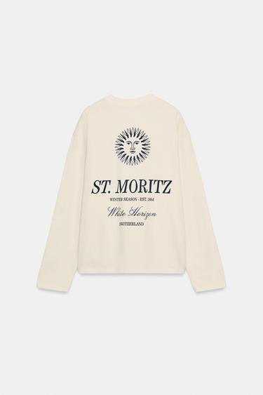T-SHIRT ST. MORITZ® MANCHES LONGUES - Écru de Zara - Image 4