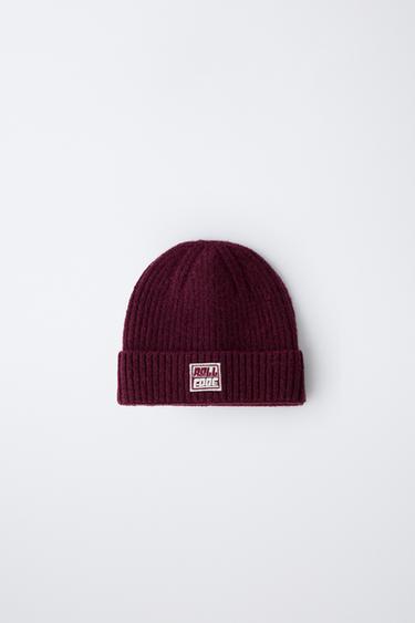 GORRO PUNTO ETIQUETA - Burgundy de Zara