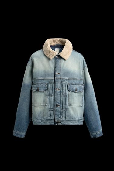 DENIM JACKET WITH PLEATS X SR_A - Mid-blue by Zara