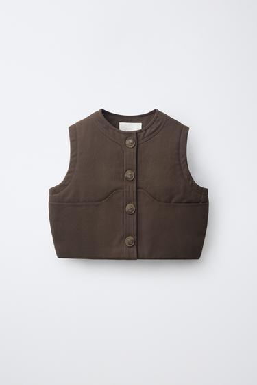 OVERSIZE PADDED GILET - Brown by Zara - Image 0